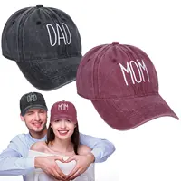 Letter DAD MOM Embroidery Hats For Women Men Washed Cotton Baseball Cap Retro Casual Unisex Sports Sun Hat 1