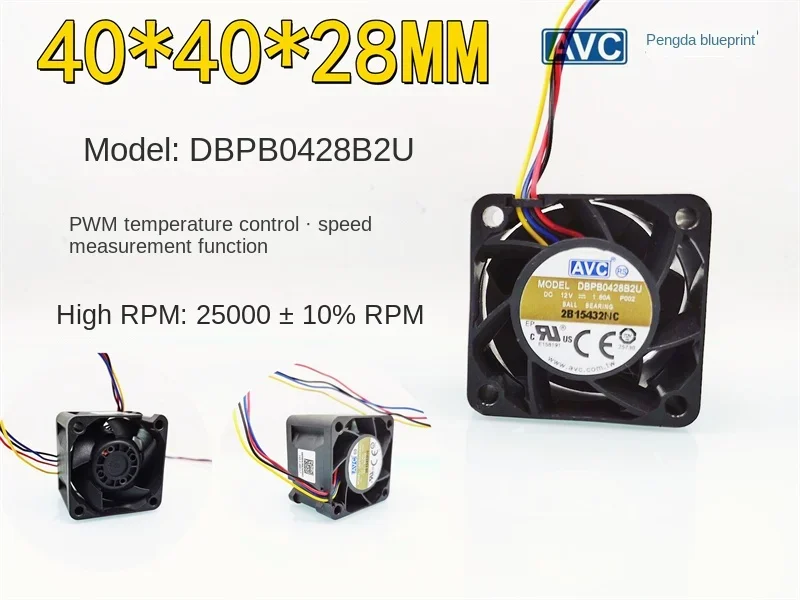 New original AVC DBPB0428B2U double ball 4028 12V 1.8A temperature controlled PWM high rotation 4CM fan