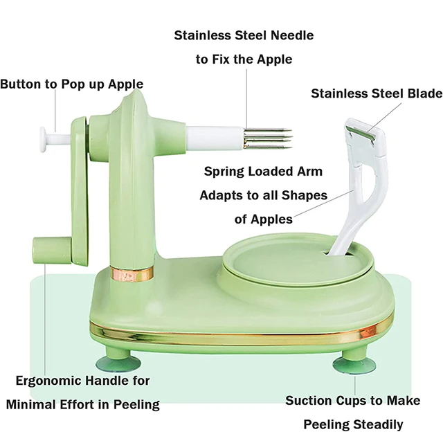 LMETJMA Multi-Function Apple Peeler Rotary Apple Pear Peeler Stainless Steel Apple Mango Potato Peeler with Suction Base JT185 2