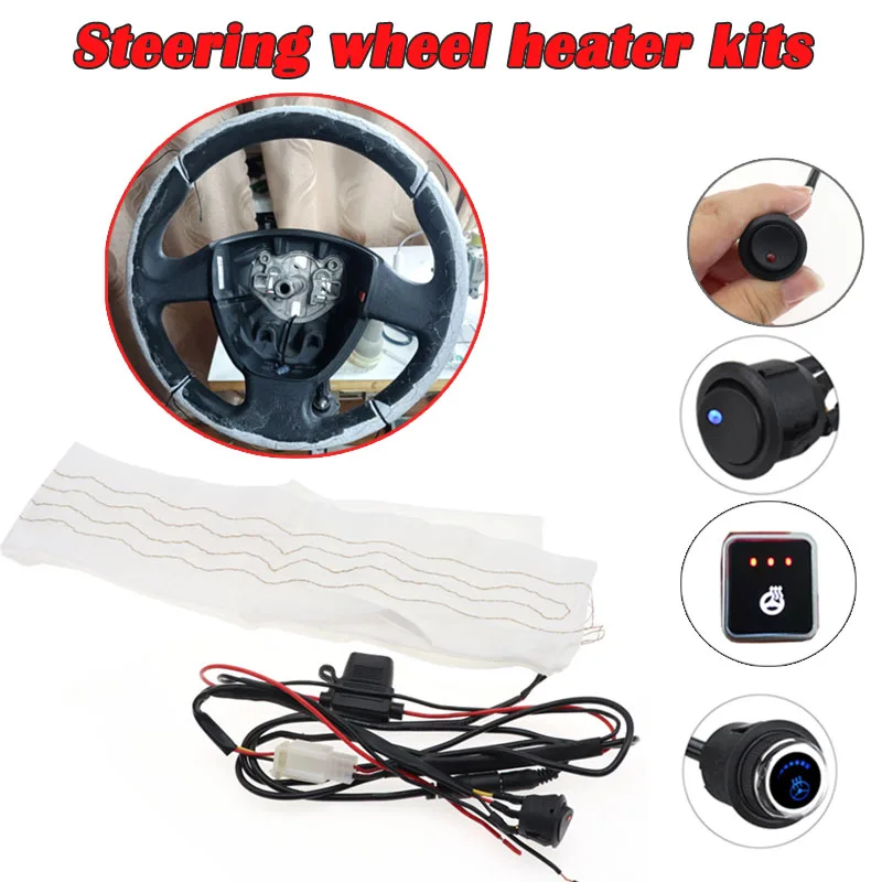 12V Flocking Cloth Car Steering Wheel Heater Kits 4 Switch Universal Heat  Pads 60x9cm Wheel Covers For Cars - AliExpress