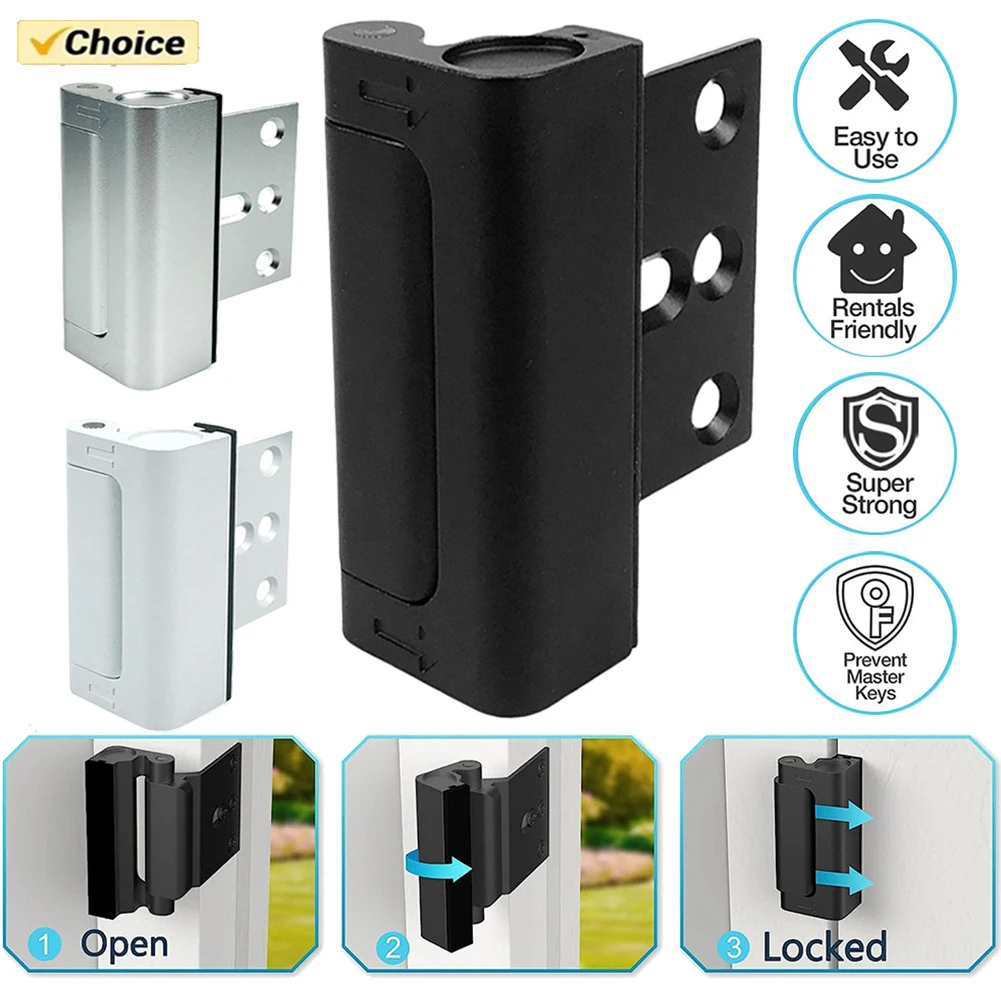 Home Security Door Lock Childproof Metal Door Locks Latch Anti-Theft Safety Lock Withstand 800 Lbs for Inward Swinging
