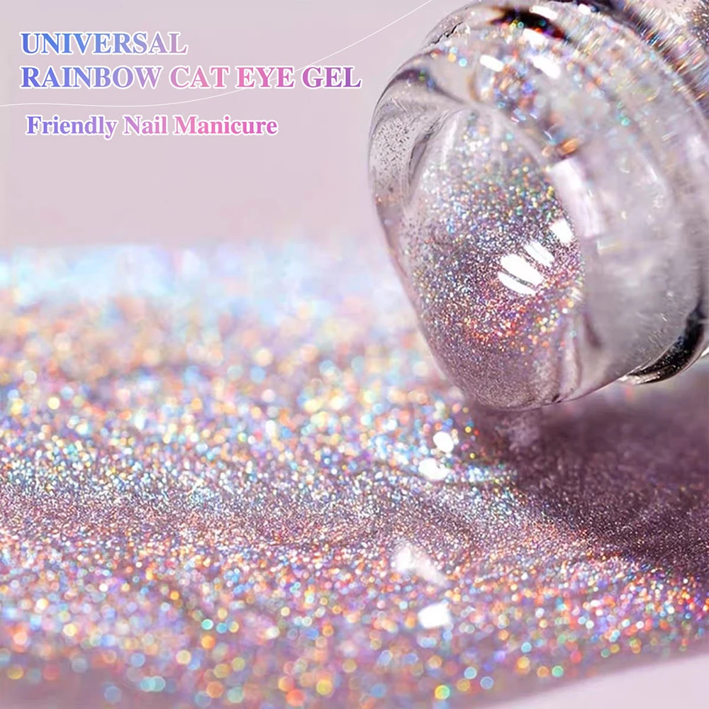 Vendeeni TPO HEMA FREE 유니버설 레이저 레인보우 캣아이 젤 네일 폴리쉬 마그네틱 UV 소크 오프 젤 바니시는 모든 베이스 컬러와 어울립니다