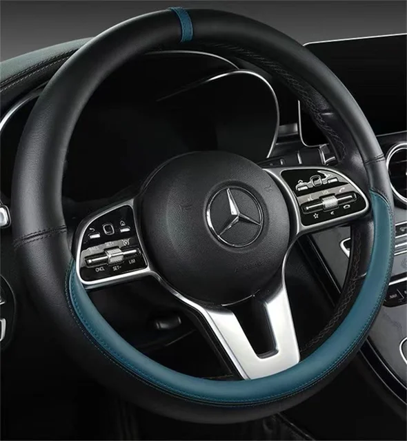 Full Leather Universal Car Steering Wheel Cover Breathable Anti Slip Car Decoration 37-38cm Steering Wheel Cover Accessories
