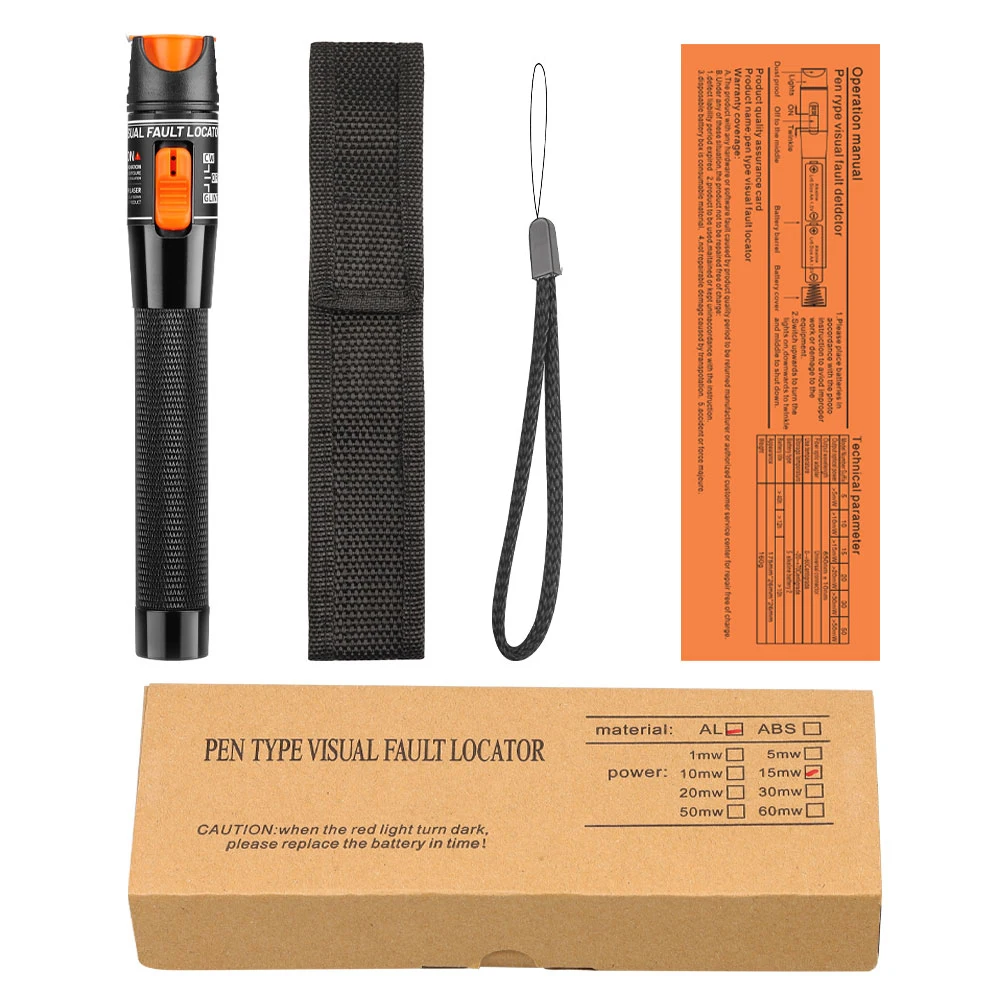 SAIVXIAN 5PCS/LOT FTTH Visual Fault Locator Fiber Optic Cable Tester Fiber Fault Detector Test Tool VLF 5MW-60MW Red light pen