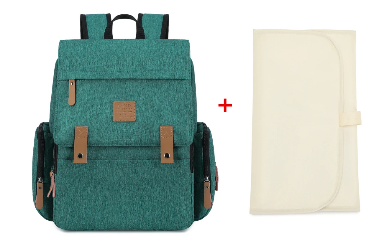 Premium Real Leather Diaper Backpack with Changing Mat - Spacious Mommy Travel Bag