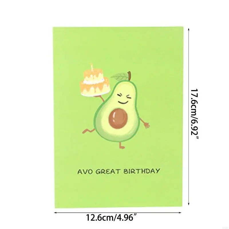 45BE 3D Avocado Birthday Card Surprise Mysterious for Children Kids Girl Boys Festival Gift Supplies Accessory