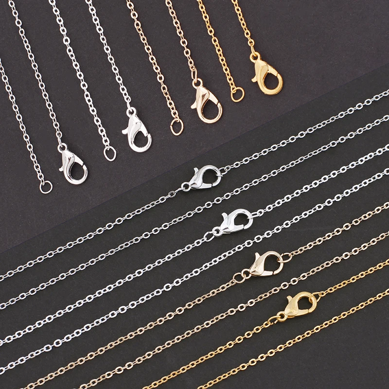 12Pcs 40cm Gold Plated White K Clasp O Shape Necklace Charm Chains for DIY Jewelry Finding Making Material Accessories Wholesale