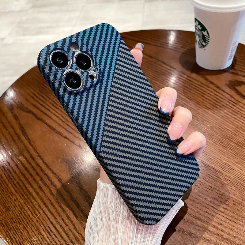 Ultra Thin Carbon Fiber Texture Case For iPhone 11 12 13 Pro Max iPhone11 13Pro 13promax Luxury Shockproof Hard PC Cover Coque iphone 13 pro max case