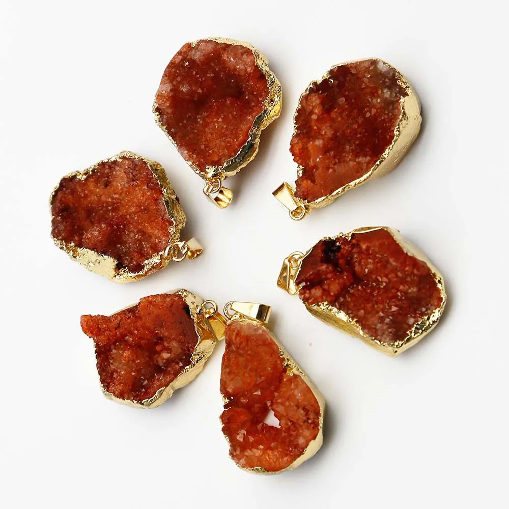 Free Shipping Natural Stone Agate Irregular Gilt Edge Pendant For Necklace Production DIY Reiqi Charm Jewelry Wholesale 4Pcs/Lot