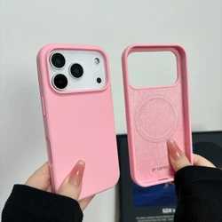Magnetic Liquid Silicone Wireless Charging Matte Solid Phone Case - iPhone 18 (Rose pink)