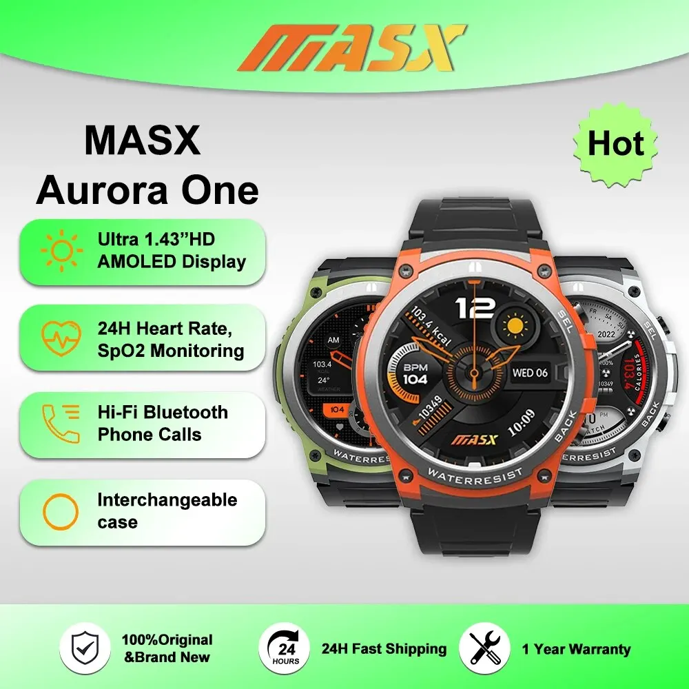 [2024 World Premiere]Masx Aurora One Smart Watch 1.43 ''Amoled Display Chiamate Telefoniche Hi-Fi Tenacità Di Grado Militare Per Uomo