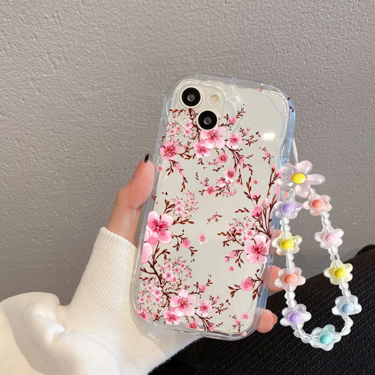 3D Pink Flower Chain Phone Case Cover