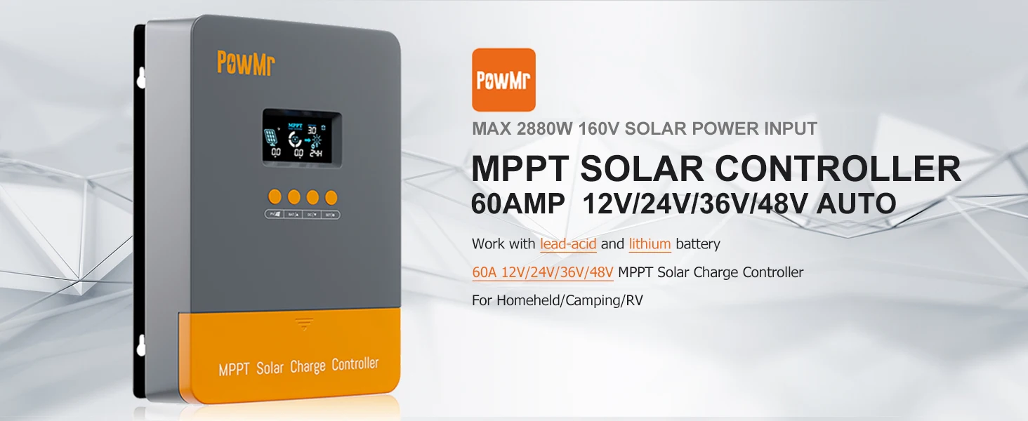 MPPT Solar Charge Controller 60A 12V/24V/36V/48V Auto Backlight LCD Display Sola