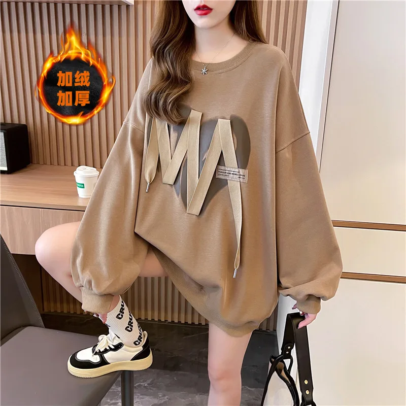 2022 Spring Autumn Sweatshirt Women New Fashion Kpop Loose Splicing Sweatshirt Large Size Fleece Thickened Clothes