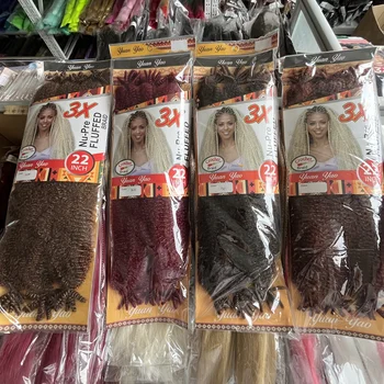 22 Inch Marley Crochet Braiding Hair Pre-Separated Synthetic Hair Extension 1/2/3 Packs Soft Spring Afro Twist Hair For Women 1