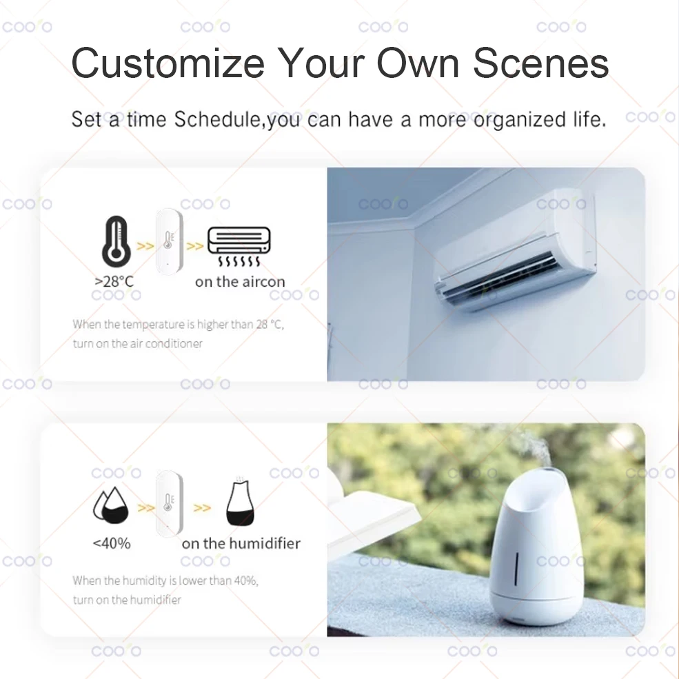 Tuya Zigbee Smart Temperature Humidity Sensor Indoor Hygrometer Controller Monitoring Work with Smart Speaker Alexa Google Home