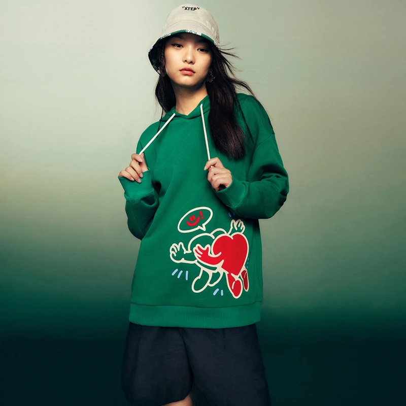 Xtep Pullover Sweatshirts Women Men Comfortable Soft Causal Fashion Printed Hoodies Long Sleeve Couple's Tops 877327930126