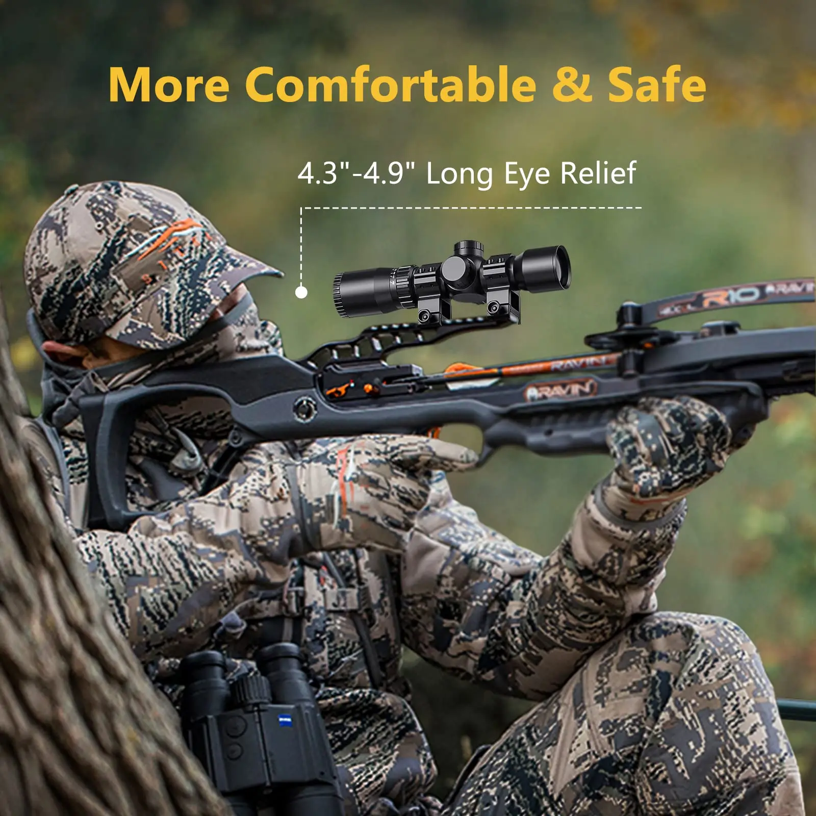 MidTen 1.5-5x32 Crossbow Scope 20-100 Yards Ballistic Reticle 300-450 FPS Red Green Illuminated Optic Hunting