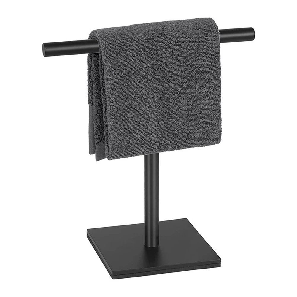 Hand Towel Holder Stand for Bathroom Vanity Stainless Steel Standing Towel Rack Stand Towel Bar for Bathroom -Black