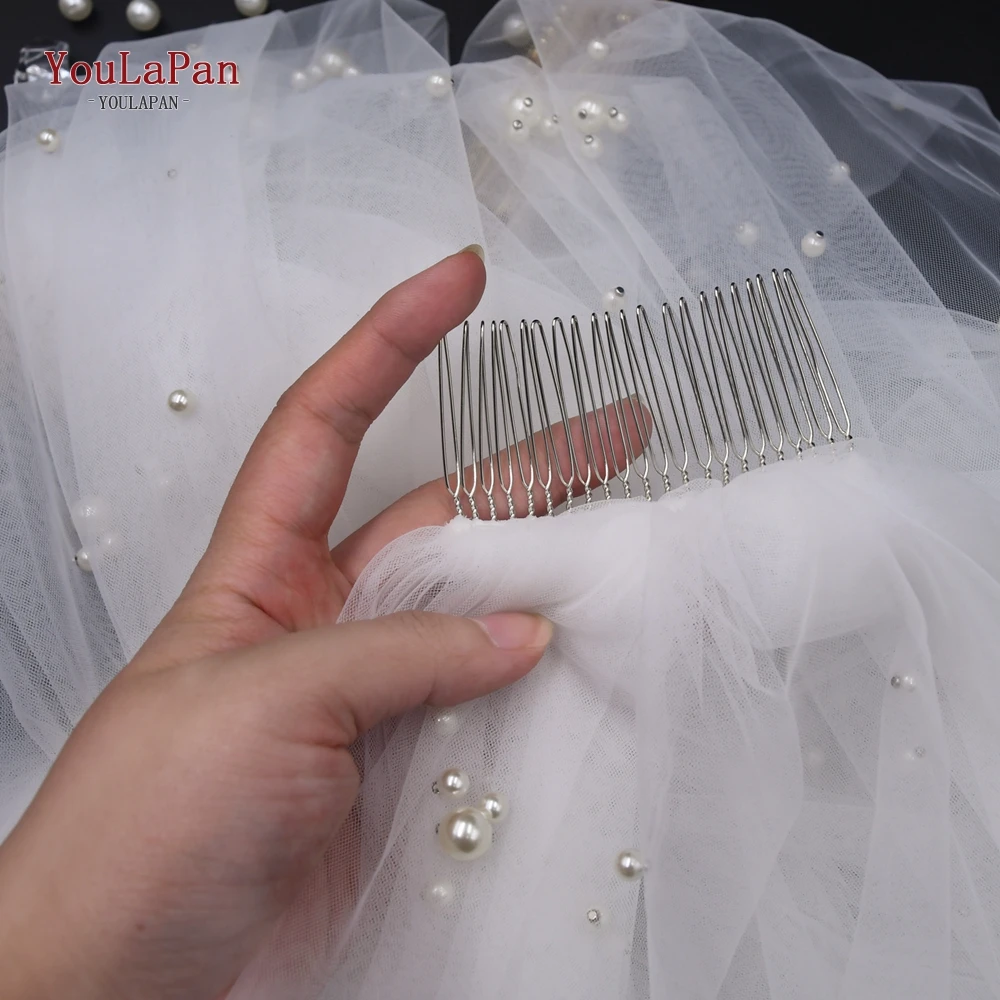 YouLaPan Milky Way Pearl Veil Bridal Veils Wedding Short 1 Tier Mix Pearls Wedding Veils for Bride Decoration V130