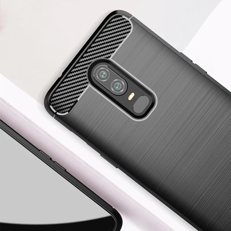 Фото Противоударный чехол из углеродного волокна для Oneplus 6 1 + 6, силиконовый чехол для Oneplus6, бампер, полноразмерная защитная задняя крышка, оболочка, чехлы №4