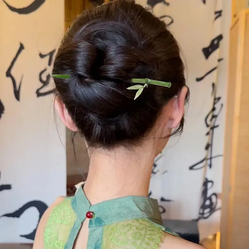 Chinese Hair Sticks Asian Chinese Hanfu Hair Sticks Handmade Classic Fork With Leaves Pendants For Long Women