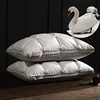 Luxury 2pcs Goose Down Feather Pillows 3D Bread Pleated Neck Protection 100% Cotton Cover Bed Pillow for Sleeping Hotel Quality 1