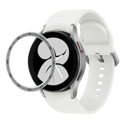 Premium Metal Bezel Ring Cover - Elegant Case Protection & Frame Enhancer for Watch4 5 6 7 40mm (Silver Time)