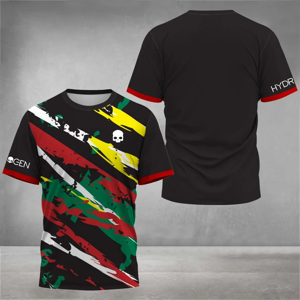 Casual Black White Striped Printed Tennis T-Shirt Men's Padel Clothing Oversized Loose Sports Short Sleeve T-Shirt Quick-Drying