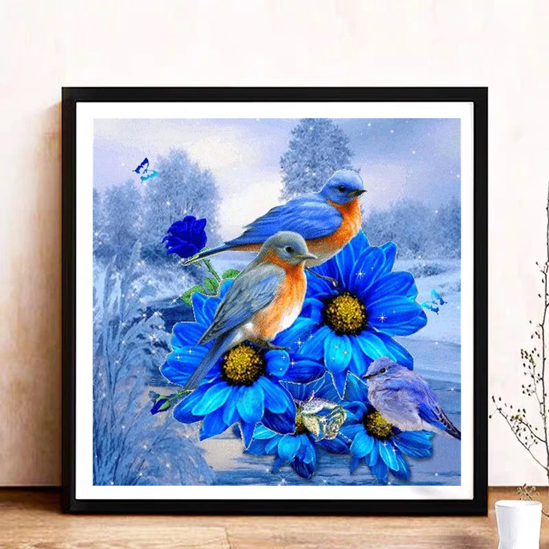 Birds and Flowers Printed Cross Stitch Kits DIY Hummingbird Pattern Embroidery New Fashionable Handmade Hanging Painting Craft