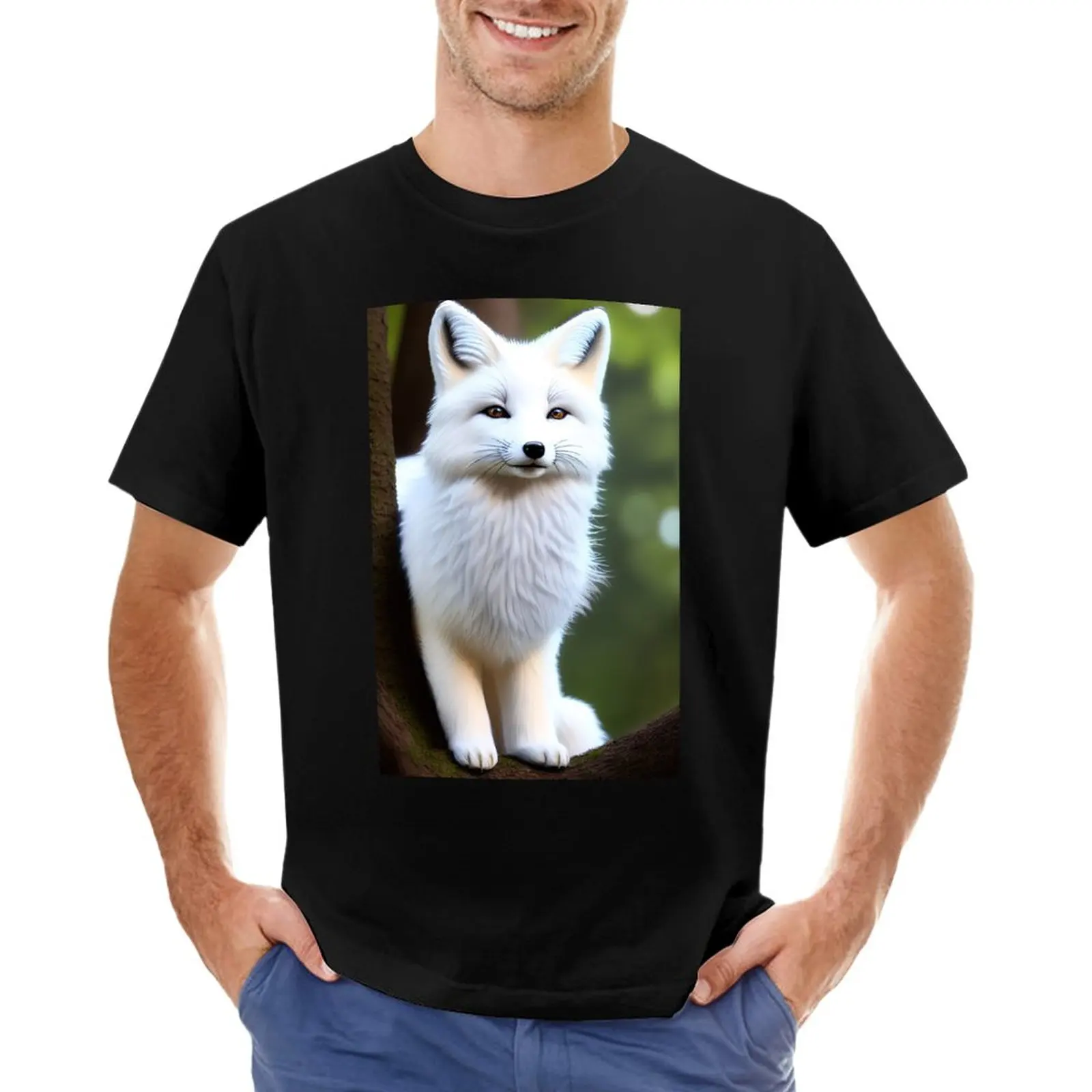 

White Fox under the Tree T-Shirt sports fan t-shirts funny t shirts for men