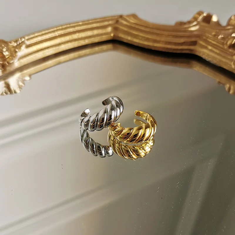 New Creative Smooth Water Drop Rings for Women Vintage Geometric Adjustable Croissant Open Finger Nail Ring Couple Jewelry Gifts