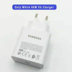 SAMSUNG 60W PD Fast Charger with EU Plug and 5A Type C Cable - White 60W EU Charger