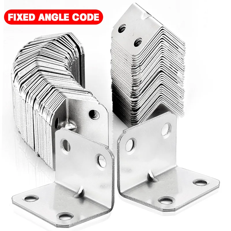 Stainless Steel Corner Braces L Shape Brackets 90 Degree Furniture Plate Hardware Right Angle Bracket for Wood Shelves Chairs