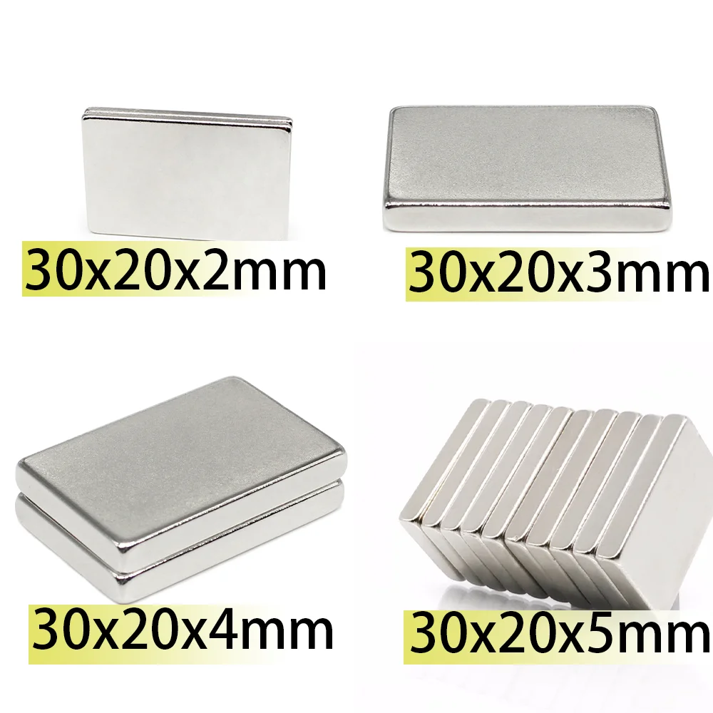 

N35 30x20x2 30X20X3 30X20X4 30x20x5 Rectangle Square Neodymium Generate Bar Power Scooter Block Strong Magnet Rare Earth Search