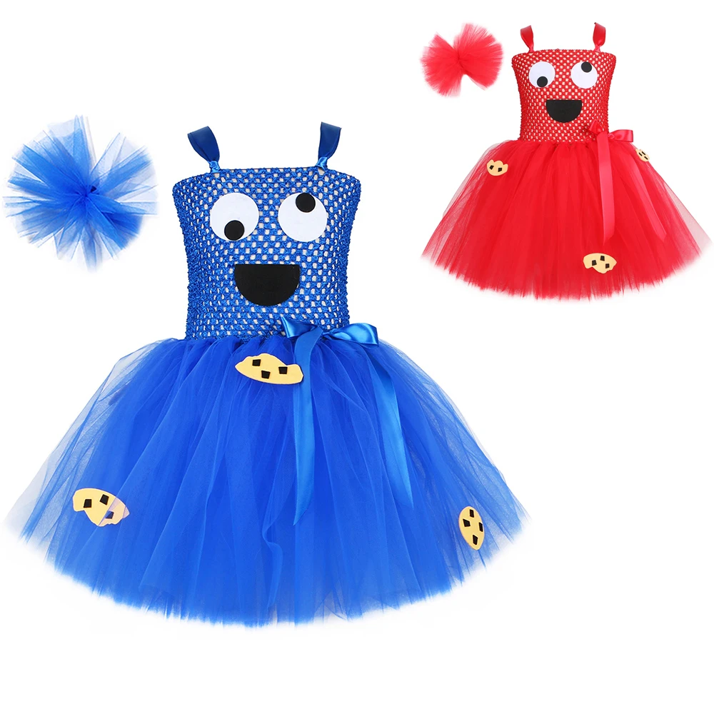 

Cartoon Cookie Costumes for Girls Monster Halloween Cosplay Tutu Dress for Kids Toddler Birthday Party Outfit Children Clothes