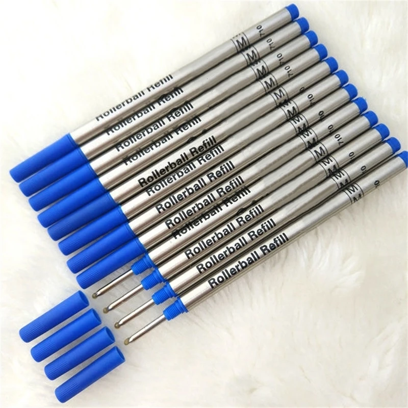 10pcs High Quality MB Rollerball Pen Refill Black & Blue Gel Pen Refills 710 Thread School Office Writing Smooth Ink Accessories