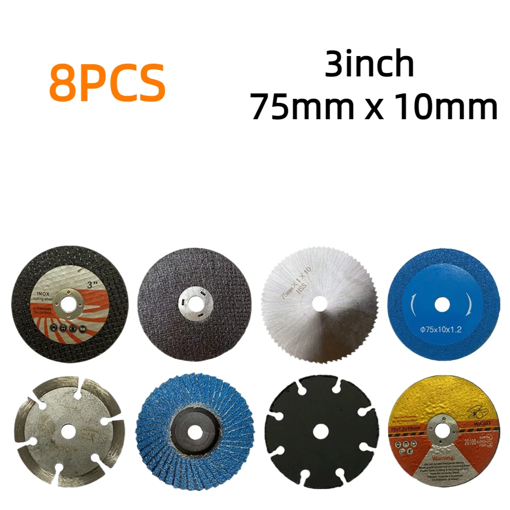 

8pcs/Set 75mm/3 Inch Cutting Disc For Angle Grinder Metal Circular Saw Blade Grinding Wheel Angle Grinder Attachment Tools