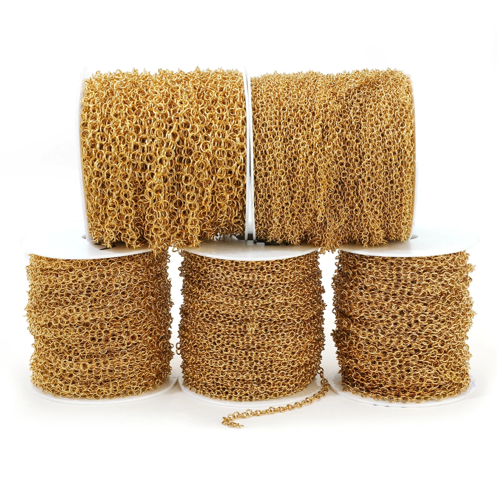2 Meter Edelstahl-Kreuzkreisglieder, O-Ring-Ketten, Großpackung für DIY-Modeschmuckherstellung, Gold-Halskette, Armband, Zubehör – Detail 5