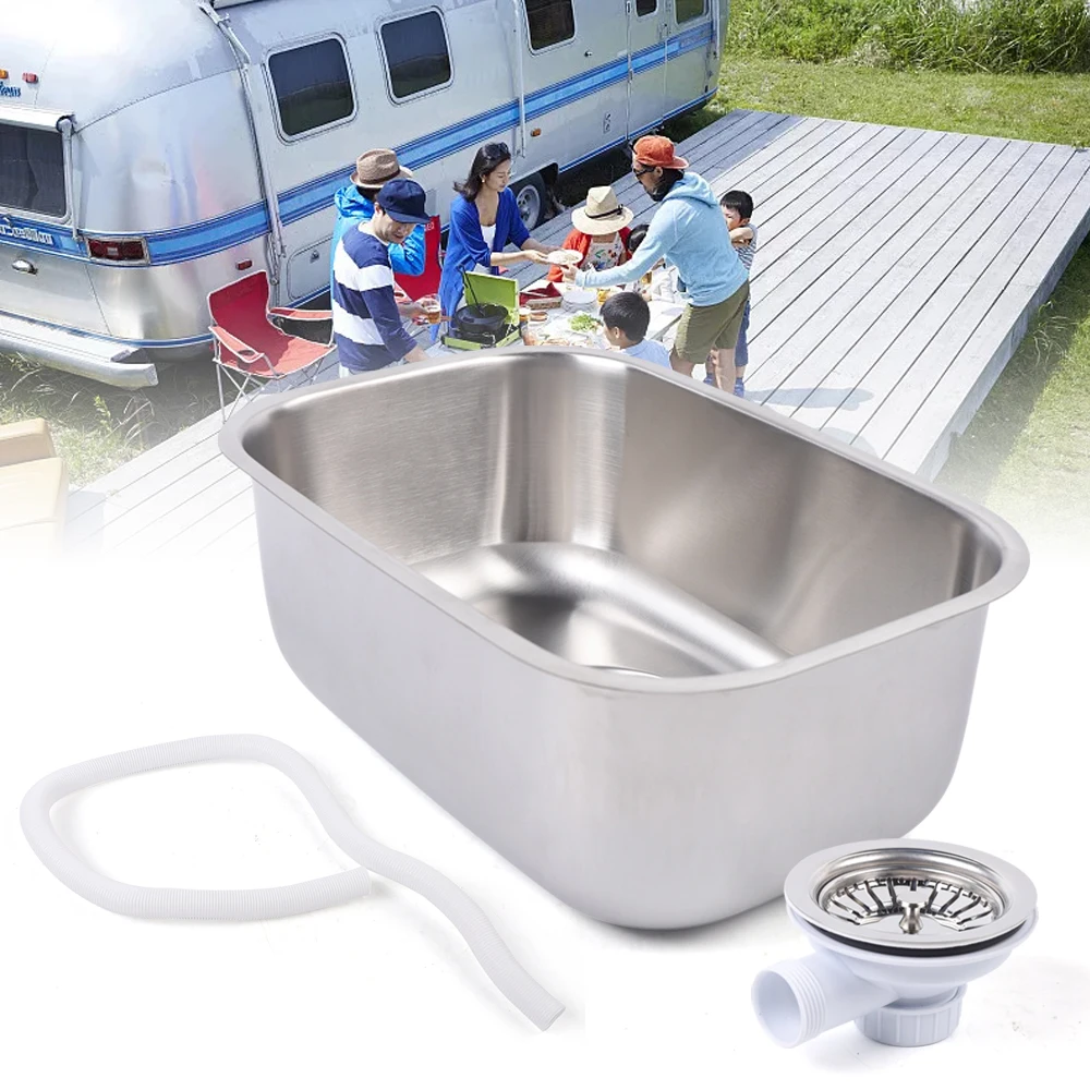RV Caravan Camper 304 Stainless Steel Hand Wash Basin Kitchen Rectangular Sink Hand Wash Basin Sink