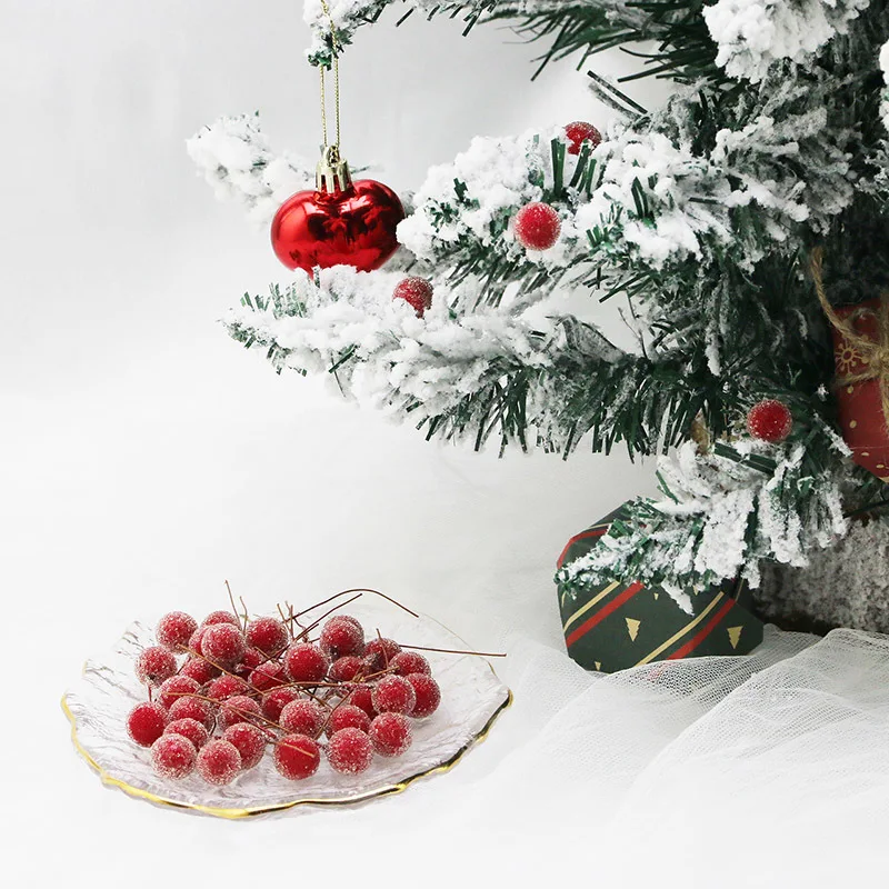 (50Pcs/pack)6cm Christmas Tree Crystal Berry Single Artificial Fruit Decoration Christmas Accessories Party DIY Christmas Gift