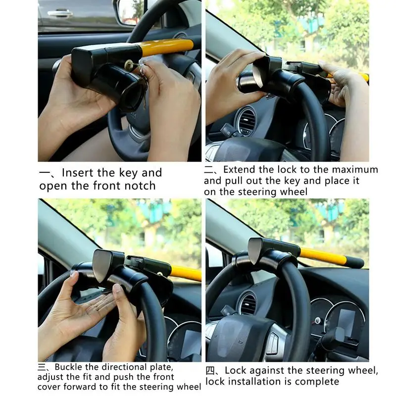 Steering Wheel Lock Car Theft Prevention Security Car T Lock Wheel Locks Anti-Theft Devices For Vehicle RV Convertible Truck
