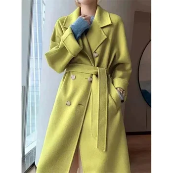 Cappotto di lana da donna Autunno Inverno Cappotto al ginocchio Stile coreano Hepburn Capispalla di media lunghezza per donna 1