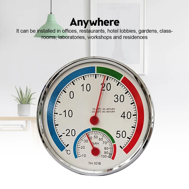 Round Outdoor Analog Thermometer, White, 13-in