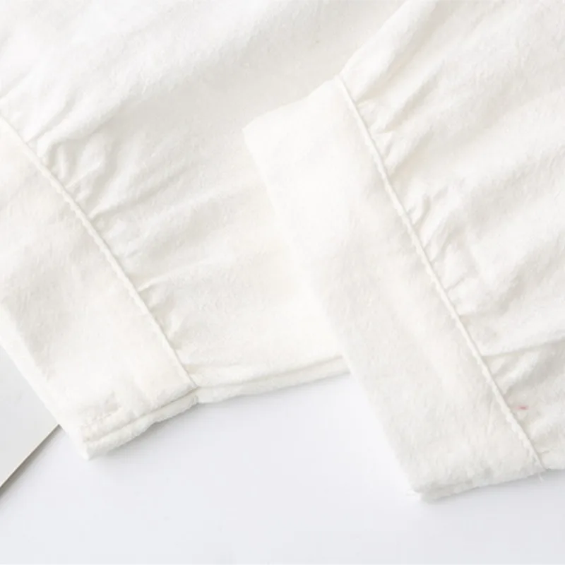 Plus Size Women's Blouses Autumn New V-Neck Embroidered Flower Long Sleeve Washed Cotton Linen Shirt 5228