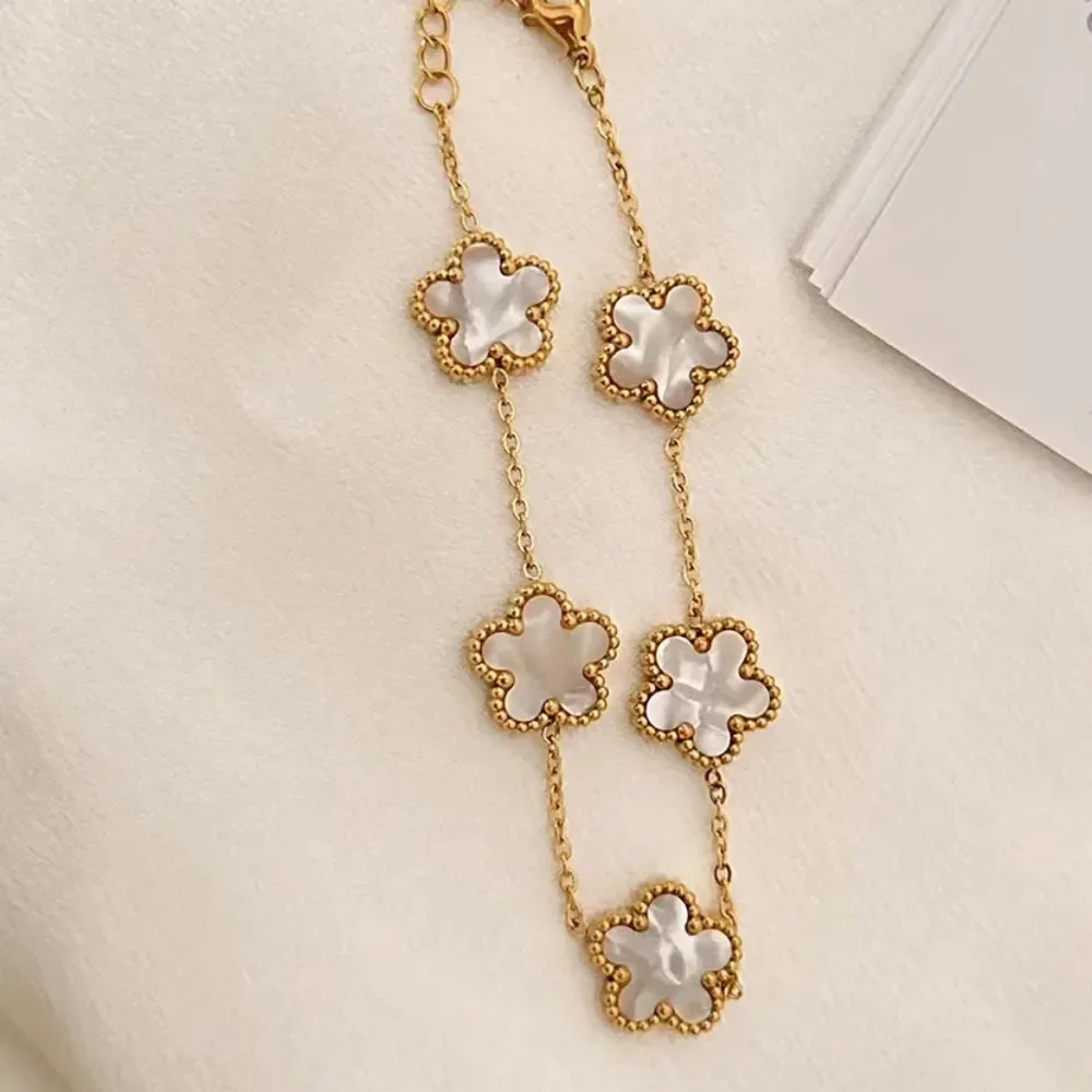 New Hot Trendy Luxury Five Leaf Flower Necklace Jewelry Earrings for Women Gift Fashion 316L Stainless Steel Clover Bracelets - Image 5