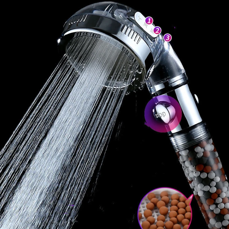 

Shower Head Three-speed Adjustable Negative Ion Filter Hand-held Saving Water Shower Head Common Interface Bathroom Accessories