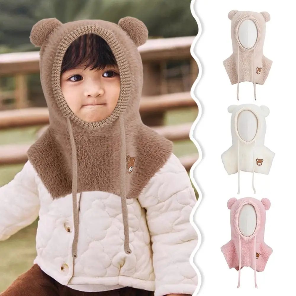 Polyester Kids Winter Knitted Cap Shawl Windproof Balaclava Hat