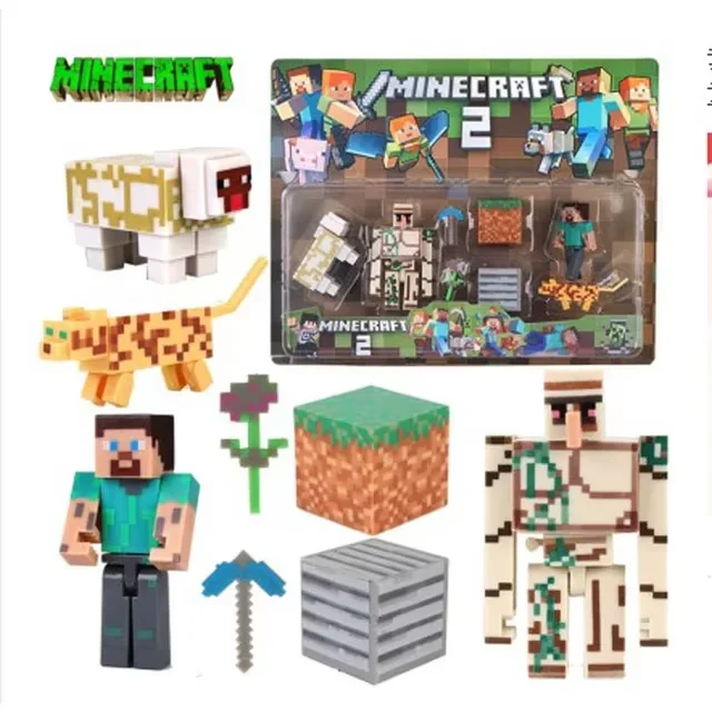 2025 Minecraft Toy Minifigure Diamond Steve Armor Weapon Creeper