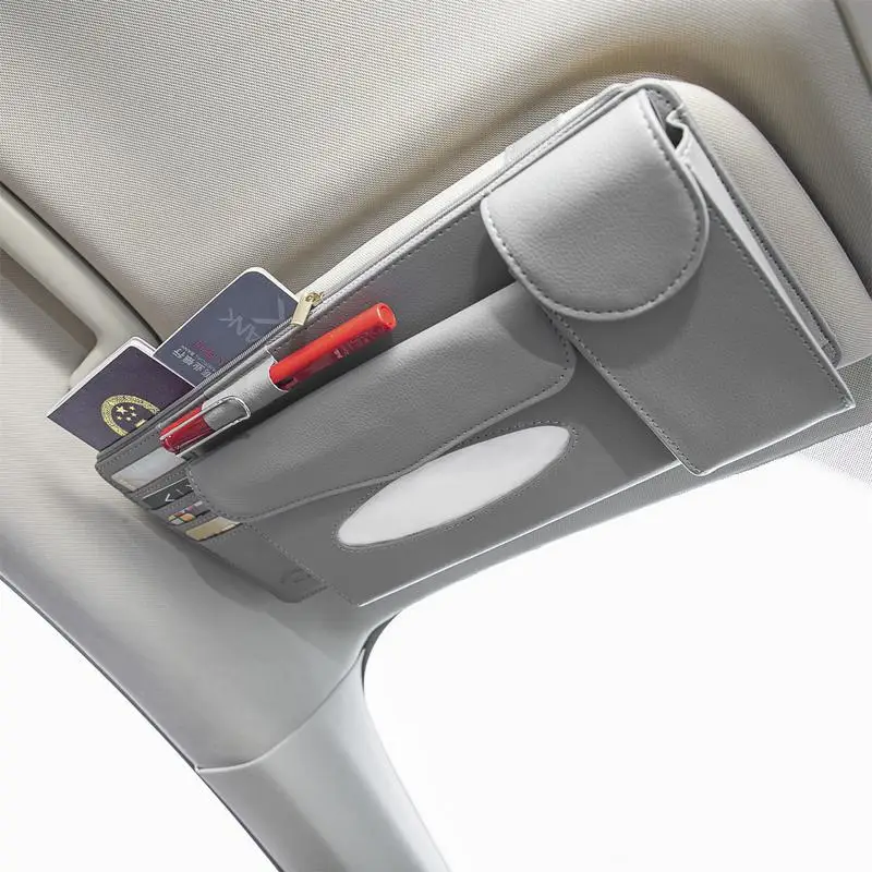 

Автомобильный органайзер для солнцезащитного козырька, кожаный Органайзер для солнцезащитного козырька для автомобилей, органайзер для автомобильного козырька с карманами и зажимом для заправки салфеток